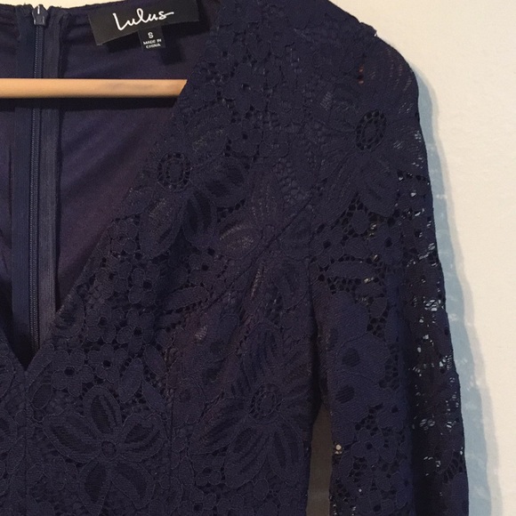 Lulu’s Navy Lace Ruffle Midi Dress - Picture 5 of 12